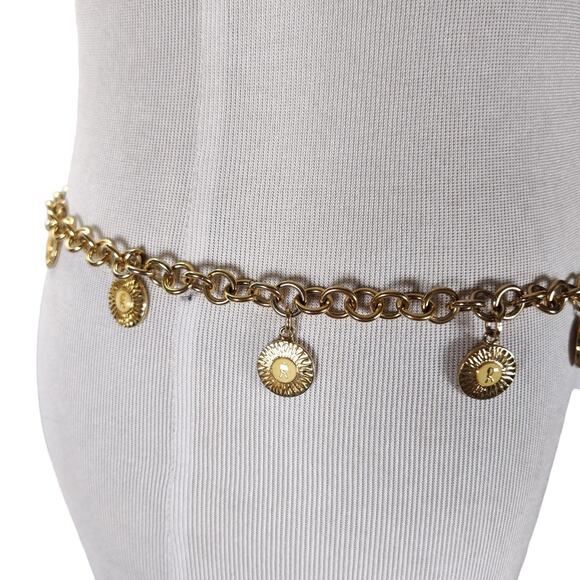 Vintage Roberta di Camerino Gold Tone Chain Belt Medallion Charms Italy - Picture 4 of 13